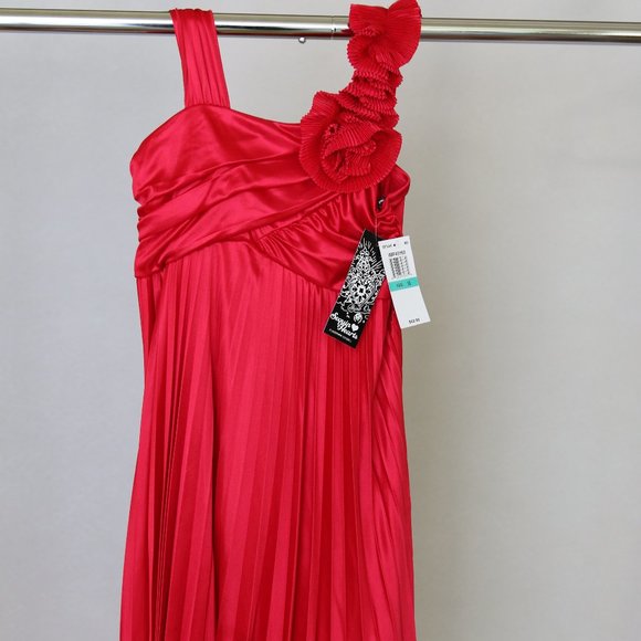 girls red satin dress